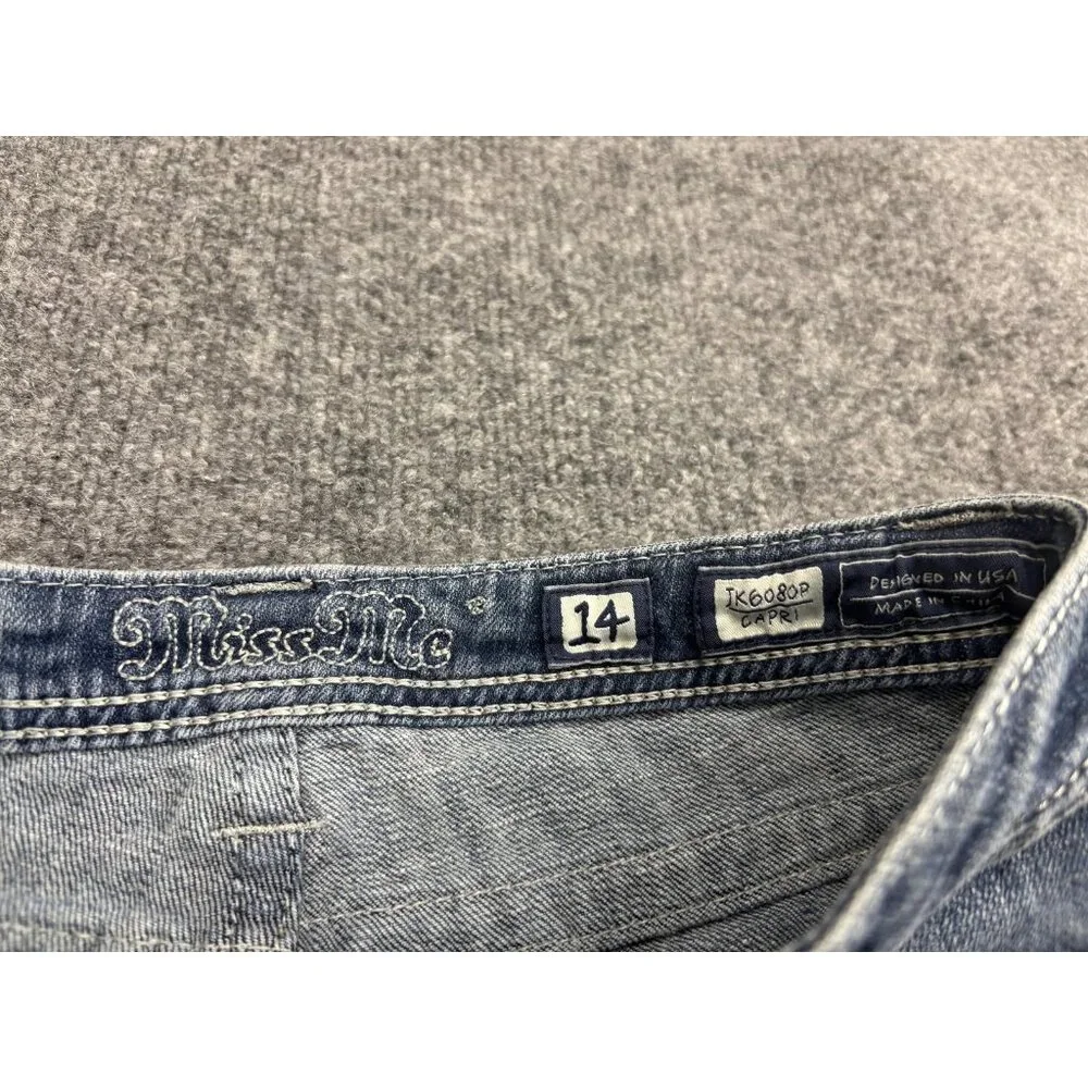 Miss Me Jeans Youth Girls 14 Capri JK6080P Medium Wash Embellished Pockets‎